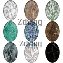 Zdying-cabujones de vidrio de forma ovalada para manualidades, patrón de textura de piedra de mármol, Base de espalda plana de demostración en cúpula, accesorios de joyería, Charm, 10 unids/lote 2024 - compra barato