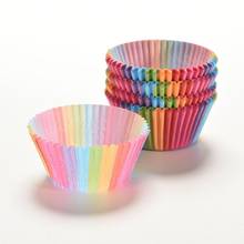 LINSBAYWU Rainbow color 100 pcs cupcake liner baking cup cupcake paper muffin cases Cake box Cup tray cake mold decorating tools 2024 - buy cheap