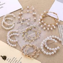 Vintage Large White Gold Hoop Earrings Women Girl Circle Big Round Earrings Fashion Jewelry new, Pearl Hoop Earrings vi03000356, high quality, picture display, zinc alloy 2024 - buy cheap