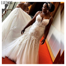 E JUE SHUNG African Mermaid Wedding Dresses 2020 New Spaghetti Straps Appliques Lace Up Back Bridal Dresses robe de mariee 2024 - buy cheap