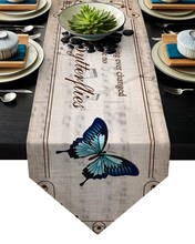 Camino de mesa con forma de mariposa para decoración del hogar, mantel Retro con nota Musical para boda, Hotel, fiesta, moderno, Floral 2024 - compra barato