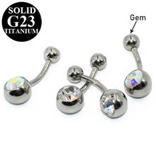 Piercing para el Ombligo con doble gema de titanio, anillos para el Ombligo con diamantes de imitación de cristal, joyería para el cuerpo, G23, 1 ud. 2024 - compra barato