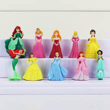 Action figure de ariel, jasmine, cinderela, rapunzel, princesa em pvc, 10 tamanhos de 5-6cm 2024 - compre barato