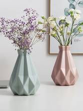 Estilo nórdico origami vaso de plástico imitação cerâmica vaso de flores mini garrafa cesta de flores decoração para casa 2024 - compre barato