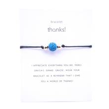 Thanks Card  Colorful Lava Stone Beads Bracelet Black Rope Braided Friendship Bracelets Women Men Jewelry 2024 - buy cheap