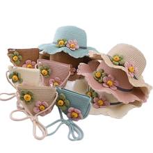 New kids girls casual Flower handbag and straw hat Summer baby  child Sunshade hats panama caps for beanch and party 2024 - buy cheap