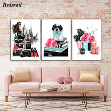 triptych Diy Diamond Painting cat Fashion High heels, books, desserts, girl 5D mosaic diamant Embroidery Wall Art 3pcs/set MM013 2024 - buy cheap