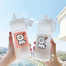 Botella bonita Kawaii de 500ML, botella de agua portátil de cartón de leche transparente, bonita taza de vidrio para beber para niña, botella de agua con pajita 2024 - compra barato