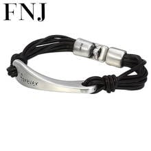 FNJ кожаный браслет 990 Серебряный Forever Charm новые модные оригинальные Pure S990 серебряные браслеты для женщин Ювелирное Украшение в подарок на день рождения 2024 - купить недорого