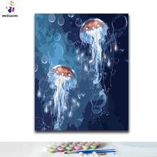 DIY Coloring paint by numbers Jellyfish in the sea paintings by numbers with kits 40x50 framed 2024 - buy cheap