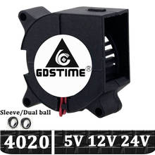 Gdstime-ventilador de impresora 3D de 40mm, 24V, 12V, 5V, ventilador de rodamiento de bolas, 40x40x20mm, ventiladores de refrigeración 4020, 2 pines, dupont para enfriador de impresora 3D, 2 uds. 2024 - compra barato
