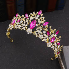 TIARA nupcial con forma de corazón de cristal, corona Vintage con diamantes de imitación, diadema de circonia cúbica, accesorios para el cabello de boda, Color dorado y Rosa barroco 2024 - compra barato