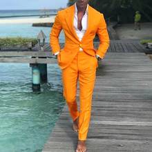 Orange Costume Homme Slim Fit Men Suits Business Tuxedo Groom Wedding Formal Prom Blazer 2 Pcs Terno Masculino Work Wear 2024 - buy cheap
