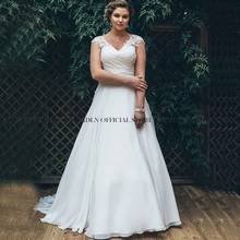 Элегантное размера плюс свадебное платье 2021 шифоновые складки, элегантное платье невесты на заказ с V-образным вырезом, рукавами-крылышками 2024 - купить недорого