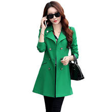 Women's Trench Coat 2020 Spring Autumn Coat  Mid-Long Plus Size Casual Solid Color Double Breasted Slim Outerwear Female Tops 2024 - buy cheap