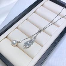 Cadena de collar de plata de ley 925 con estilo de hoja con montajes colgantes, accesorios de joyería, piezas de equipamiento de accesorios para perlas 2024 - compra barato