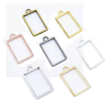 10pcs 19*34mm 7 Colors Alloy Jewelry Accessories Rectangle Charm Hollow Glue Blank Pendant Tray Bezel 2024 - buy cheap