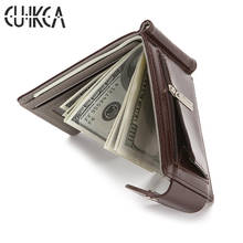 CUIKCA Slim Leather Wallet Coin Bag Money Clip Card Cases Zipper  Women Men Wallet Pull Type ID Credit Card Holders Hasp 2024 - купить недорого