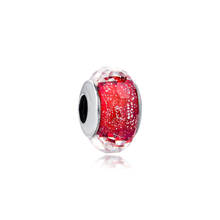 Подходит для браслетов Pandora, красное мерцающее муранское стекло, амулеты S925, оригинальные бусины из стерлингового серебра для изготовления ювелирных изделий kralen 2024 - купить недорого