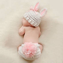 Newborns Props Photography Crochet Baby Hat Rabbit Handmade Props Newborn Baby Bonnet Infant Newborn Studio Photo Session Prop 2024 - buy cheap