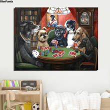 Cães jogando poker estilo nórdico arte da parede pintura da lona cartaz abstracto impressão decorativa imagem para sala de estar decoração casa 2024 - compre barato