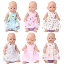 43 cm baby dolls clothes newborn Summer print dress Baby toys skirt fit American 18 inch Girls doll f898 2024 - buy cheap