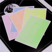 1 Sheet 3D Fluorescent sticker Curve Stripe Lines Nails Stickers Adhesive Striping Flexible Line Decals for Nail Art Decoration 2024 - buy cheap