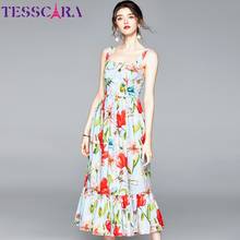 TESSCARA Women Summer Elegant Floral Dress Festa High Quality Long Wedding Party Robe Femme Sleeveless Designer Casual Vestidos 2024 - buy cheap