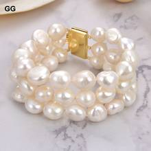 GuaiGuai Jewelry Natural Pearl 8" 13-14mm AA White Baroque Keshi Pearl Bracelet 2024 - buy cheap