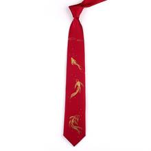 Free Shipping New Male men's 2020 Original design printed tie female students retro personality gift necktie Rich koi red 7cm 2024 - buy cheap