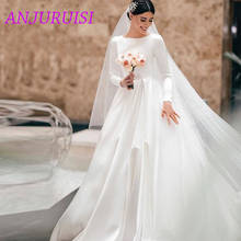 ANJURUISI Vintage Long Sleeves Wedding Dresses 2019 Ivory Satin A Line Bridal Gowns Simple vestido de novia Cheap Wedding Gowns 2024 - buy cheap