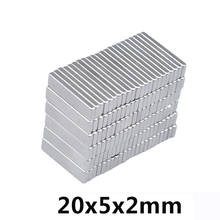 Imanes magnéticos superfuertes de neodimio, imanes rectangulares permanentes de 20x5x2mm, 20/50/100/200/300/500 Uds. 2024 - compra barato