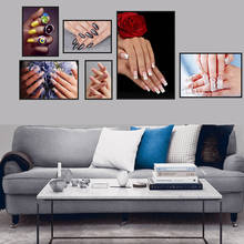 Cuadro de salón de manicura moderno para decoración del hogar, lienzo nórdico colorido, póster de chica, dormitorio y sala de estar 2024 - compra barato
