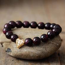 New Classic Women Heart Shape Charm Stretch Bracelets Luxury 10MM Garnet Elastic Strand Bangles Jewelry Bijoux Wholesale 2024 - buy cheap