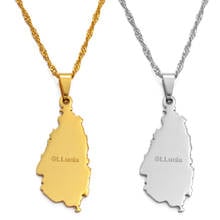 Anniyo St. Lucia Map Necklaces for Women Girl Silver Color/Gold Color Saint Lucia Pendant Jewelry Maps #040221 2024 - buy cheap