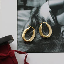 MODAGIRL-pendientes de acero inoxidable de diseño Simple para mujer, aretes modernos, aros ovalados mate dorados, joyería 2024 - compra barato