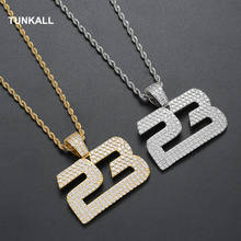 Bling bling iced para fora hip hop colar de homem bronze cz número pingente mirco pave prong definir jóias presente festa cn208 2024 - compre barato