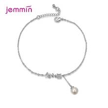 Cute Animal Cat Letter Love Micro-Inlay Cubic Zirconia 925 Sterling Silver Simulated Pearl Bracelet Women's Party Jewelry Gift 2024 - buy cheap