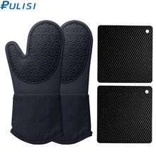 Juego de guantes de silicona para horno y ollas, manoplas seguras para encimera de cocina, salvamanteles resistentes al calor, antideslizantes, 4 unids/set 2024 - compra barato