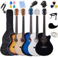 Guitarra eléctrica de cuerpo delgado, 40 pulgadas, acústica, 6 cuerdas, tamaño 4/4, cuerdas de acero folclórico, guitarra con Kits para principiantes AGT26EQ 2024 - compra barato