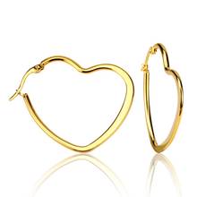 LUXUKISSKIDS Heart-Shaped Fashion Stainless Steel Gold Color Hoop Big Earrings For Women Jewelry Accessories Birthday Present 2024 - buy cheap