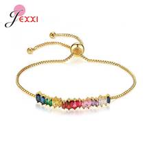 Fashion Square Cubic Zirconia Shine Shimmer Bracelet For Women Adjustable Gold Color Crystal Bangle Wedding Jewelry 2024 - buy cheap