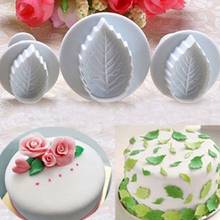 3Pcs Rose Leaf Press Plunger Cake Fondant Mould Set Cookie Decorating Sugar Craft Mold Cutter Baking Accessories for Kithcen 2024 - buy cheap