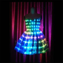 DMX-vestido a todo color programable para mujer, traje de cantante de discoteca RGB, falda luminosa, ropa de fiesta, atuendo brillante para rave, bar 2024 - compra barato