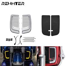 Motorcycle Chrome LED Fairing Lower Grills Turn Signal Running light Solid Plates Radiator Grills Set For Harley Touring 14-20 2024 - buy cheap