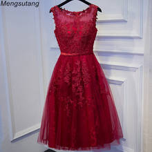 Robe de soiree 2022 Hot Sell Elegant Tea Length Wine Red Women Girls Dresses Appliques Beading Graduation Party Prom Dress 2024 - buy cheap