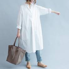 Women Dress White Cotton Shirt Dress Loose Plus Size Long Women Dresses Vintage Spring Summer Wear Free Size New DC831 2024 - buy cheap