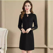 Dresses for Women Spring  Autumn Women's New Fashion round Collar in Black Long Sleeve Dress Vestido De Mujer 2024 - buy cheap