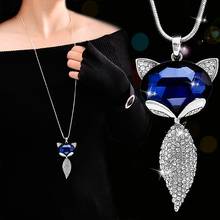 Lovely Cut Rhinestone Fox Necklace Adjusted Double Line Opal Flower Pendant For Women Animal Jewelry Accessories 2024 - buy cheap