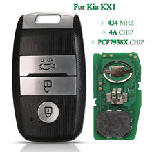 Llave de coche remota inteligente de 3 botones, 434Mhz, 4A, PCF7938, Chip FOB, para Kia serie KX1, con reemplazo de cuchilla 2024 - compra barato